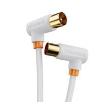 Кабель Cabletime Телевізійний, 3m, Г-подібний 90 градусів Male to Female, 75OHM, White (CF35L)