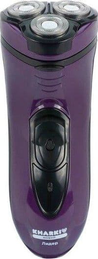 Електробритва Новий Харків НХ-8503 Лідер Violet, 3W, роторна, сухе гоління, 3 голівки для гоління, подвійні леза, плаваюча конструкція ножів, повторення контурів обличчя, живлення мережа/акумулятор, індикатор роботи/вмикання, триммер для скронь