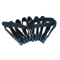Кабельный хомут на липучке (Velcro) с пластиковым кольцом, 300x20 мм, 10 шт, черный