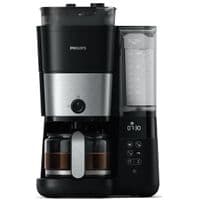 Кофеварка Philips капельная All-in-1 Brew, 1.25л, зерно+молотая, дисплей, подогрев кофейника, кофемолка, черный