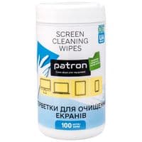 Серветки чистячі Patron для екранів, туба, 100 шт (F3-059)