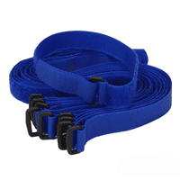 Кабельный хомут на липучке (Velcro) с пластиковым кольцом, 400x20 мм, 10 шт, синий