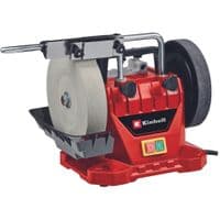 Точило Einhell TC-WG 200, 125Вт, диск вологого заточування 200х32мм, шкіряний диск 180х30мм, 110об/хв, 7.33кг