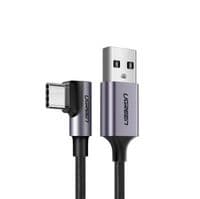 Кабель UGREEN US284 USB - Type-C Cable Angled Alum. Braid 1м (чорний)