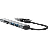 Хаб Dynamode USB Type-C/Type-A to 1х USB3.0, 2x USB 2.0, кардрідер SD/MicroSD, метал, темно-сірий