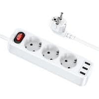 Сетевое зарядное устройство HOCO NS2 3-position extension cord socket(including 3*USB output) White