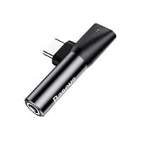 Кабель-перехідник Baseus L41 Type-C(input) для Type-C female connectors+3.5 mm female Black