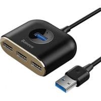 USB-Hub Baseus Square round 4 in 1 USB HUB Adapter(USB3.0 TO USB3.0*1+USB2.0*3) 1m Black