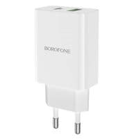 Сетевое зарядное устройство BOROFONE BA56A Lavida dual port PD20W+QC3.0 charger White