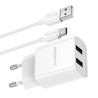 Сетевое зарядное устройство BOROFONE BA53A Powerway dual port charger White