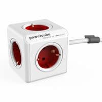  Сетевой удлинитель Allocacoc PowerCube Extended з заземленням 5 розеток 1.5 м, червоний