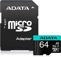 microSDXC (UHS-1 U3) A-DATA Premier Pro 64Gb Class 10 V30S A2 (R-100Mb/s W85Mb/s) (adapter SD)