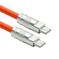 Силиконовый кабель PowerPlant USB Type-C – Type-C, 100W, 3 м, orange