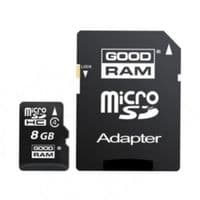 Карта памяти MicroSDHC  8GB Class 4 GOODRAM + SD-adapter (M40A-0080R11)