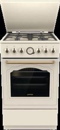 Плита Gorenje комбинированная, 71л, 50x60см, дисплей, газ-контроль, чугун, слоновой кости