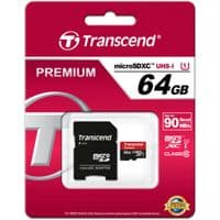Карта памяти MicroSDXC 64GB UHS-I Class 10 Transcend Premium 400x + SD-adapter (TS64GUSDU1)