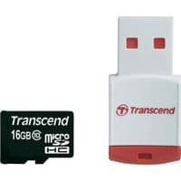 Карта памяти MicroSDHC 16GB Class 10 Transcend + USB-reader (TS16GUSDHC10-P3)