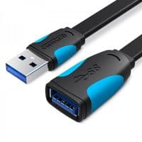 Удлинитель Vention Flat USB-USB 2m, Black (VAS-A13-B200)