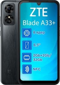 Смартфон ZTE Blade A33 Plus Grey, 2 Nano-SIM, 6.3" (1014x480) IPS, Unisoc SC9863A 4x1.6GHz+4x1.2GHz, RAM 2GB, ROM 32GB, MicroSD (Max 256Gb), GPS, Wi-Fi, BT, LTE , 2 камери, Li-Ion 3000mAh, Android 11
