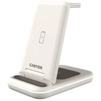 CANYON WS-304,  Foldable  3in1 Wireless charger, with touch button for Running water light, Input 9V/2A,  12V/1.5AOutput 15W/10W/7.5W/5W, Type c to USB-A cable length 1.2m, with QC18W EU plug,132.51*75*28.58mm, 0.168Kg, Cosmic Latte