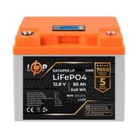 Аккумулятор LP LiFePO4 для ИБП LCD 12V (12,8V) - 50 Ah (640Ah) (BMS 50A/25A) пластик