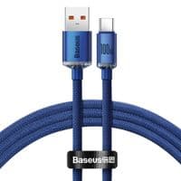 Кабель Baseus Crystal Shine USB 2.0 to Type-C 100W 1.2M Синий (CAJY000403)