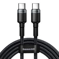 Кабель Baseus Cafule Type-C to Type-C PD2.0 100W 5A 20V 2M Черный/Серый (CATKLF-ALG1)