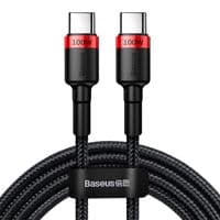 Кабель Baseus Cafule Type-C to Type-C PD2.0 100W 5A 20V 2M Черный/Красный (CATKLF-AL91)