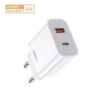 Сетевое зарядное устройство для Remax Surie 2 порта USB + Type-C 20W PD+QC Белый (RP-U68)