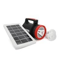 Переносний ліхтар LX-1902+Solar, 3 режими, сонячна панель, вбудований акум 7200mAh, 2 лампочки 3W, МЗП, Black, Box