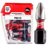 Набор бит Milwaukee SHOCKWAVE, PH2, 25мм, 25шт (4932430853)