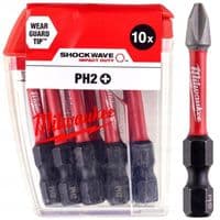 Набор бит Milwaukee SHOCKWAVE, PH2, 50мм, 10шт (4932430855)