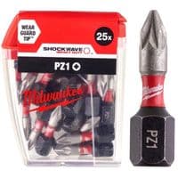 Набор бит Milwaukee SHOCKWAVE, PZ1, 25мм, 25шт (4932430861)