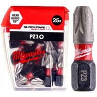 Набор бит Milwaukee SHOCKWAVE, PZ3, 25мм, 25шт (4932430869)