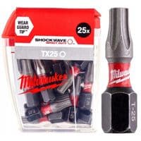 Набор бит Milwaukee SHOCKWAVE, TX25, 25мм, 25шт (4932430880)
