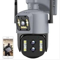 2+2Мп Wi-Fi видеокамера с двумя  объективами уличная SD / карта YOSO YO-IPC40D4MP50 PTZ 2.8mm V380