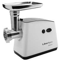 М'ясорубка Liberton LMG-20TB01, White, 2000W, продуктивність 1.4кг/хв, диски для помелу 3/5/7мм, соковитискач для томатів, насадка для ковбасок/«кеббе», бургер-прес, реверс, лоток та шнек металевий, захист від перегріву