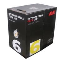 Кабель 2E CAT 6, U-UTP, 305м, AWG 23/1, LSZH-1, желтый