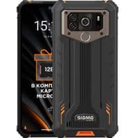 Смартфон Sigma mobile X-treme PQ55 Black/Orange, 2 Nano-Sim, 6.53" (1600x720) IPS HD+, MediaTek Helio P22 2GHz, RAM 6Gb, ROM 64Gb, microSD (max 128Gb), GPS, Wi-Fi, LTE, 4 Cam (20Mp + 8Mp + 0.3Mp + 5Mp), Li-Ion 15000mAh, Android 13