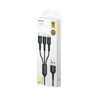 Кабель WK WDC-137 Upine Series 3-in-1 Lightning-МicroUSB-Type-C, 1.2м Black (6941027616284)