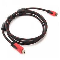 Кабель Merlion HDMI-HDMI 2.0m, v1.4, OD-7.4mm, 2 фильтра, оплетка, круглый Black/RED, коннектор RED/Black, (Пакет), Q120