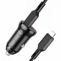 Зарядное устройство BOROFONE BZ18A PD20W+QC3.0 car charger set(Type-C to iP) USB-A/Type-C Black (BZ18ACLB)