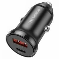 Зарядное устройство для BOROFONE BZ18A PD20W+QC3.0 car charger USB-A/Type-C Black (BZ18AB)