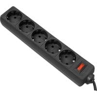 Power filtr 5,0м Defender ES, чорний, 5 розеток, з вимикачем