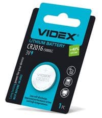 Батарейка CR2016, літієва, Videx, 1 шт, 3V, Blister