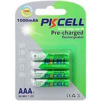 Аккумулятор AAA 1000mAh, 1.2V Ni-MH, RTU rechargeable battery, PKCELL, 4pcs/card