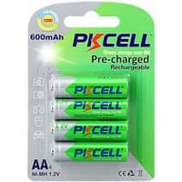 Аккумулятор AA 600mAh, 1.2V Ni-MH, RTU rechargeable battery, PKCELL, 4pcs/card