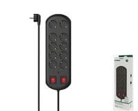 Удлинитель-фильтр сетевой Hama 10xТип F, 3x1.5мм кв, 16A, с защитой от перегрузок, 2м, черный