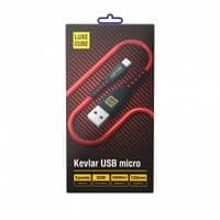 Кабель Luxe Cube Kevlar USB-microUSB, 1.2м, красный (8886998686264)