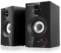 Колонки 2.0 REAL-EL S-420 Black, 2 x 14 Вт, МДФ, Bluetooth 2.1 + EDR, питание от 220V, управление спереди